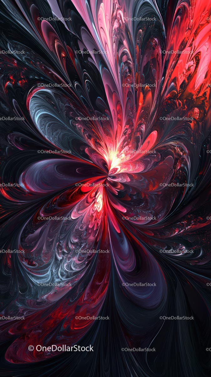 Vibrant Abstract Digital Art with Swirling Patterns and Fluid Shapes