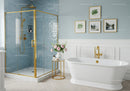 Elegant bathroom with gold accented shower and bathtub