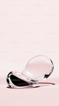 Elegant Transparent Glass Sculpture on Soft Pink Background