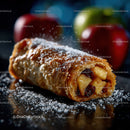 Fresh Apple Strudel with Powdered Sugar and Apples in Background
