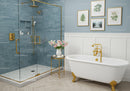 Elegant bathroom with white clawfoot tub and glass shower