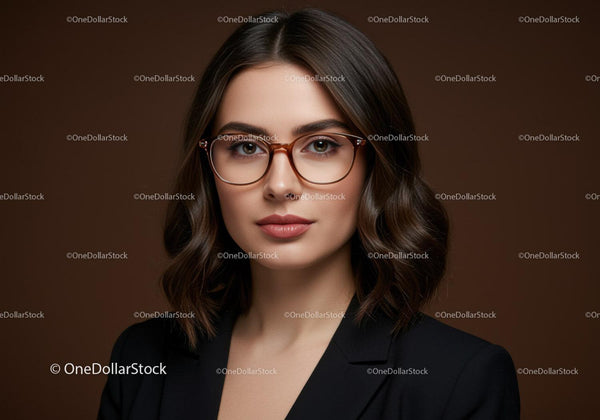 Elegancka kobieta w okularach na profesjonalnym biznesowym portrecie