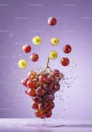 Fresh Red and Green Grapes Splashing in Water