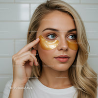 Young Woman Applying Eye Patches for Facial Care Wellness