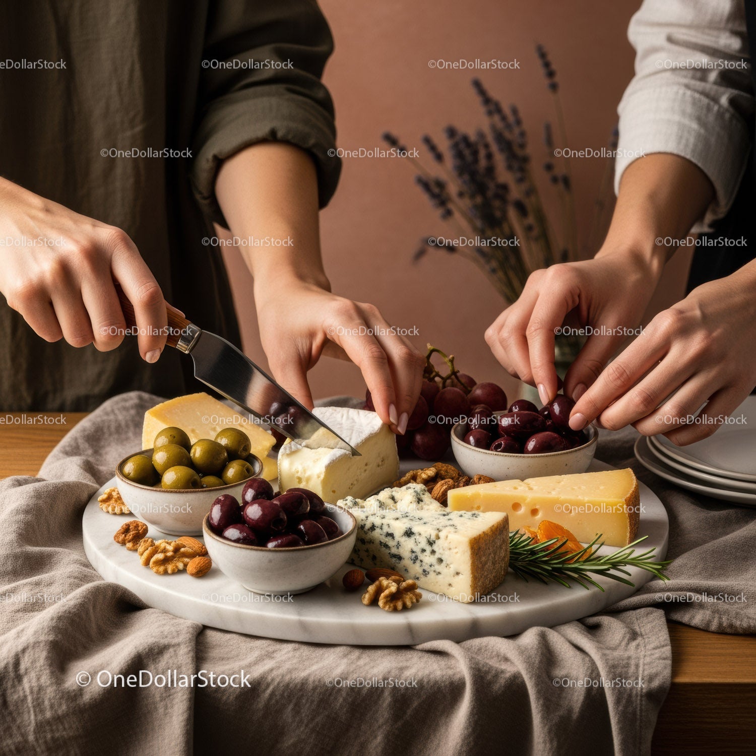 Elegant Cheese and Fruit Platter with Grapes and Nuts for Entertaining