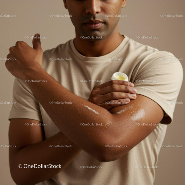 Man Applying Moisturizer on Arm for Skincare Routine
