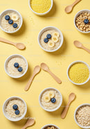Healthy Breakfast Bowls with Fruits and Cereals Arrangement