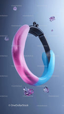 Futuristic Wireless Headphones with Vibrant Pink and Blue Colors