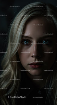 Close portrait of thoughtful young woman with blond hair