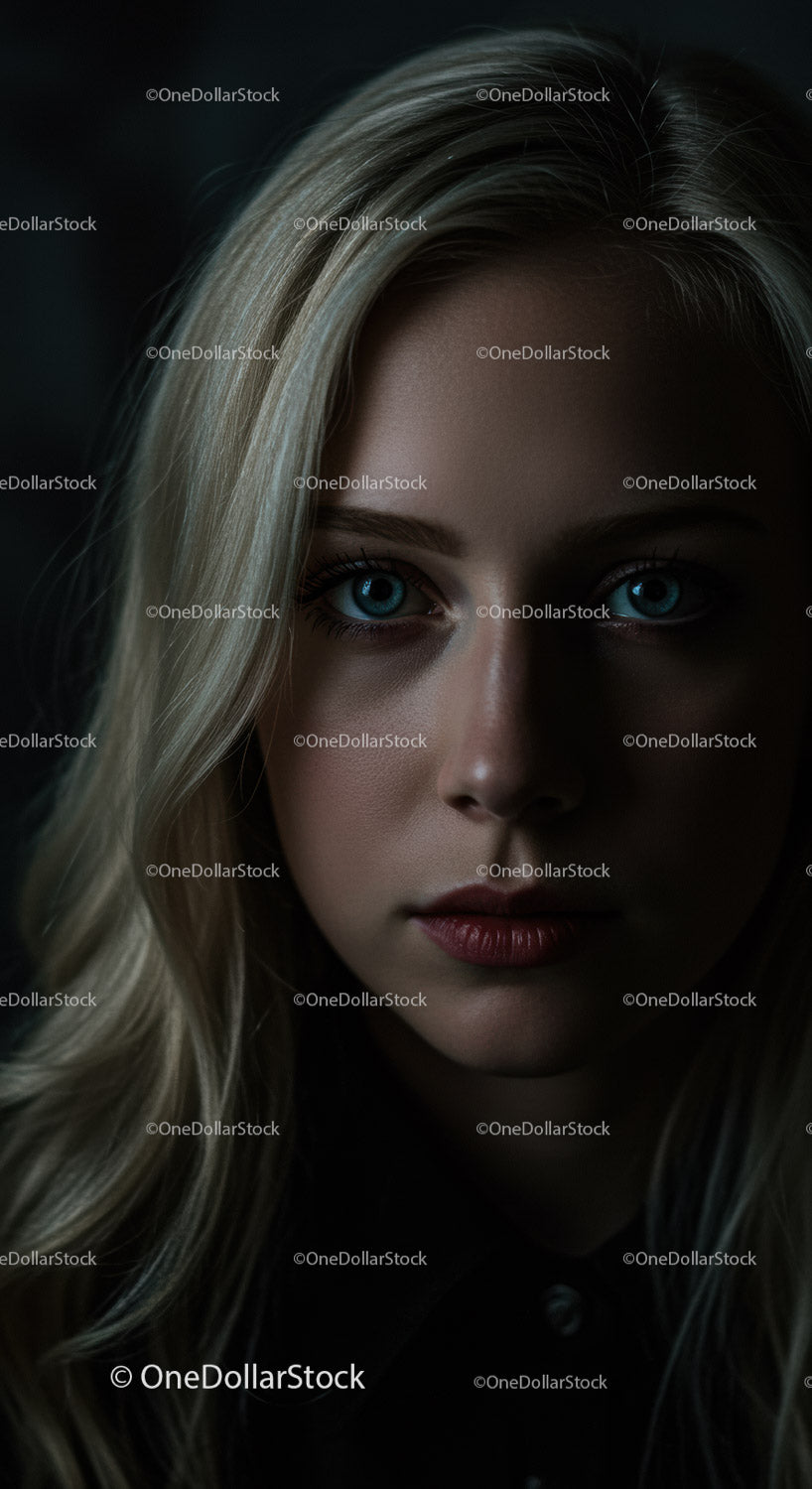 Close portrait of thoughtful young woman with blond hair