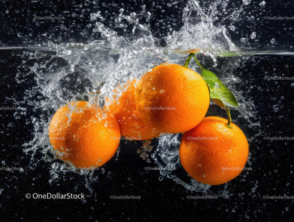 Vibrant Oranges Splashing into Water in Dynamic Close-Up