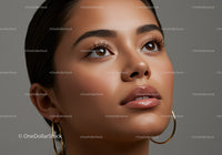 Close-up of a Beautiful Woman with Brown Eyes and Long Lashes