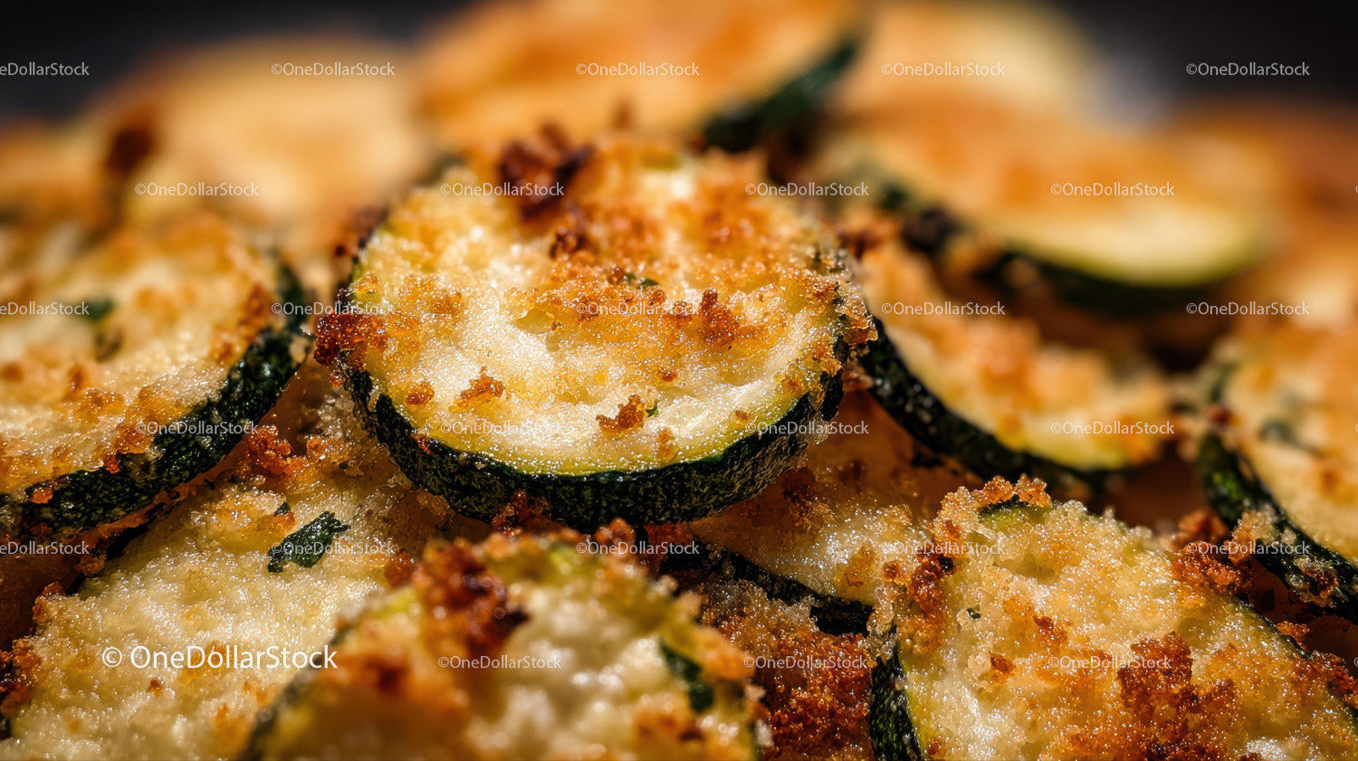 Crispy Breaded Zucchini Slices Close-Up for Appetizers and Snacks