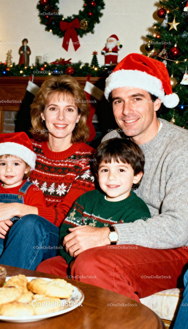 Family enjoying cozy Christmas gathering at home