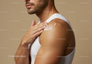 Man Applying Sunscreen Lotion on Shoulder for Sun Protection