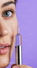 Close-Up of Female Eye with Serum Dropper and Skincare Concept