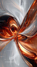 Futuristic Abstract Art with Copper Silver Swirls