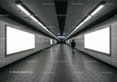 Minimalist Subway Tunnel with Tiled Walls and Modern Lighting