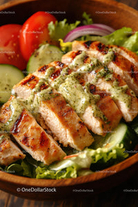 Grilled Chicken Salad with Fresh Vegetables and Herb Dressing