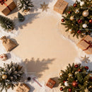 Festive Christmas gifts and decorated fir branches on snow