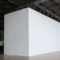 Modern white cubic structure inside industrial space