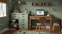 Cozy Kids Room with Wooden Furniture, Plush Teddy and Play Area