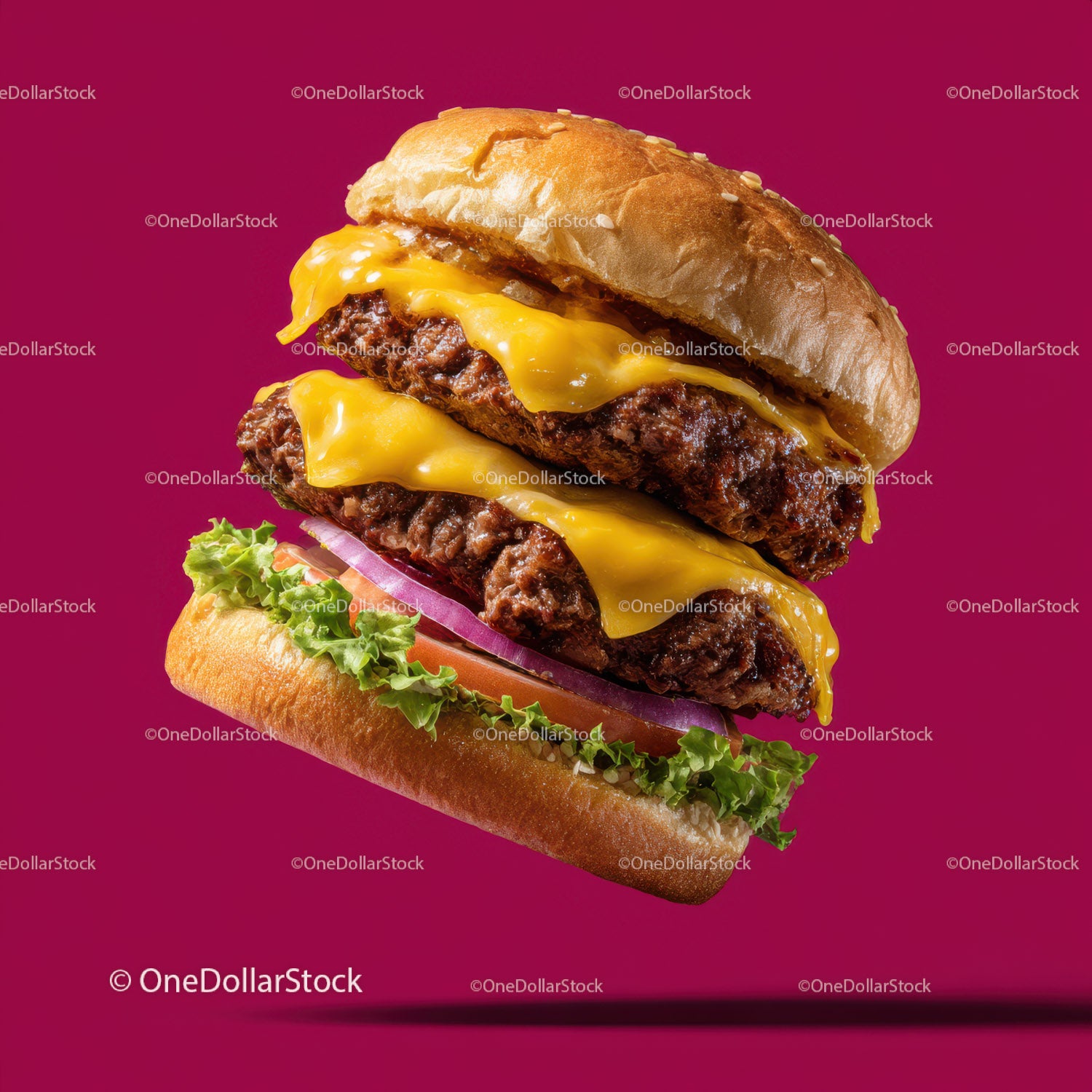 Soczysty cheeseburger z serem cheddar i świeżymi warzywami