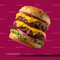 Juicy Cheeseburger with Cheddar Cheese and Fresh Vegetables