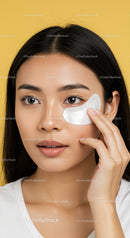 Woman Applying Eye Patches for Skincare and Facial Care