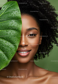 Portrait of an African Woman with Curly Hair and Bright Smile