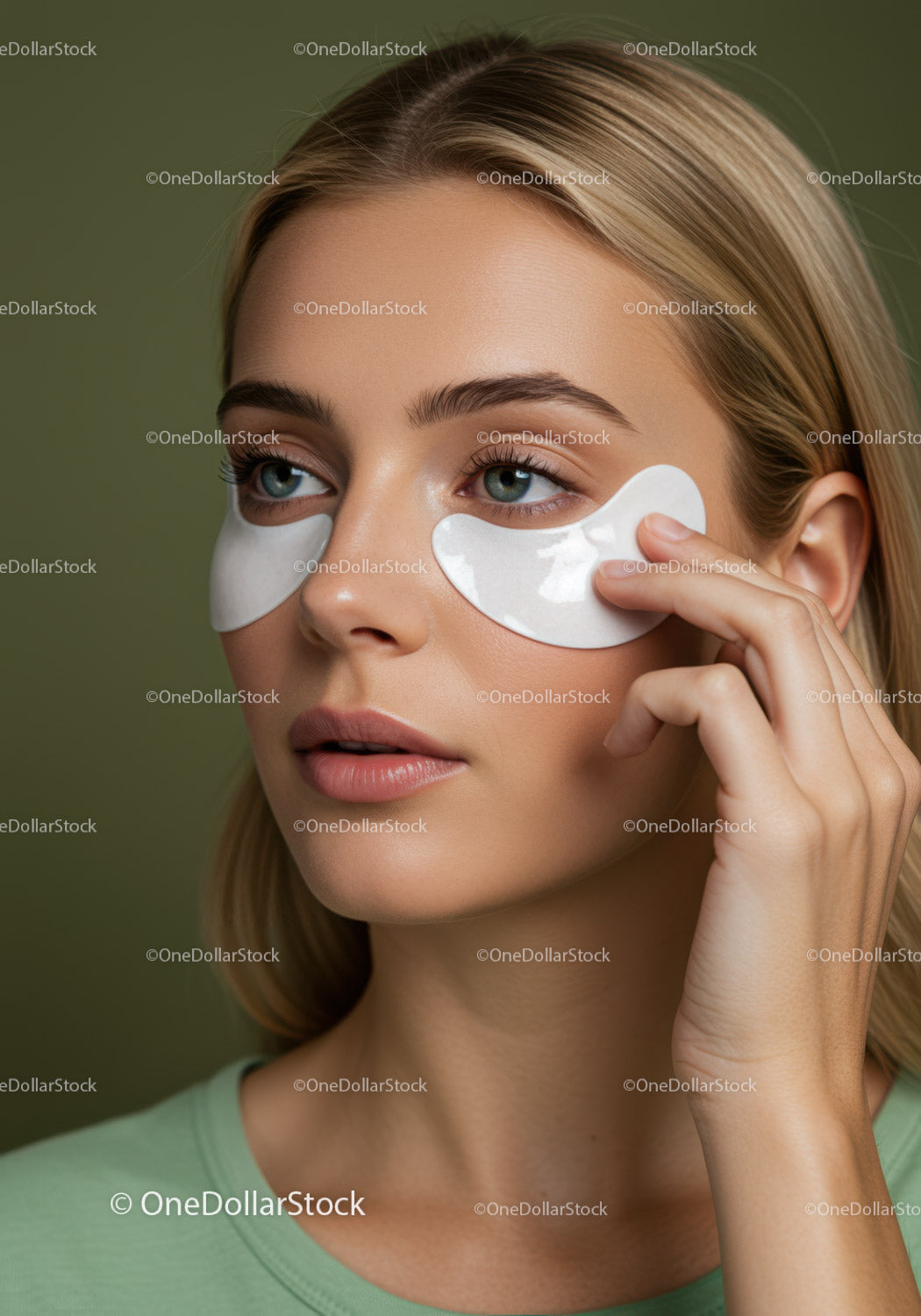 Young Woman Applying Eye Patches for Skincare Treatment