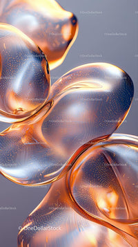 Elegant Abstract Glass Art with Gold Reflective Surfaces