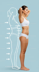 Healthy Woman in Sportswear with Body Analysis Illustration