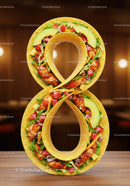 Number Eight Shaped Chicken Taco with Fresh Veggies