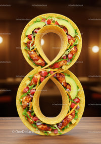 Number Eight Shaped Chicken Taco with Fresh Veggies