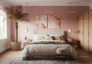 Elegant Modern Bedroom with Pink Wall and Cozy Decor