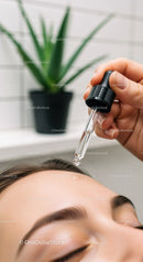 Female Applying Face Serum with Dropper in Skincare Routine