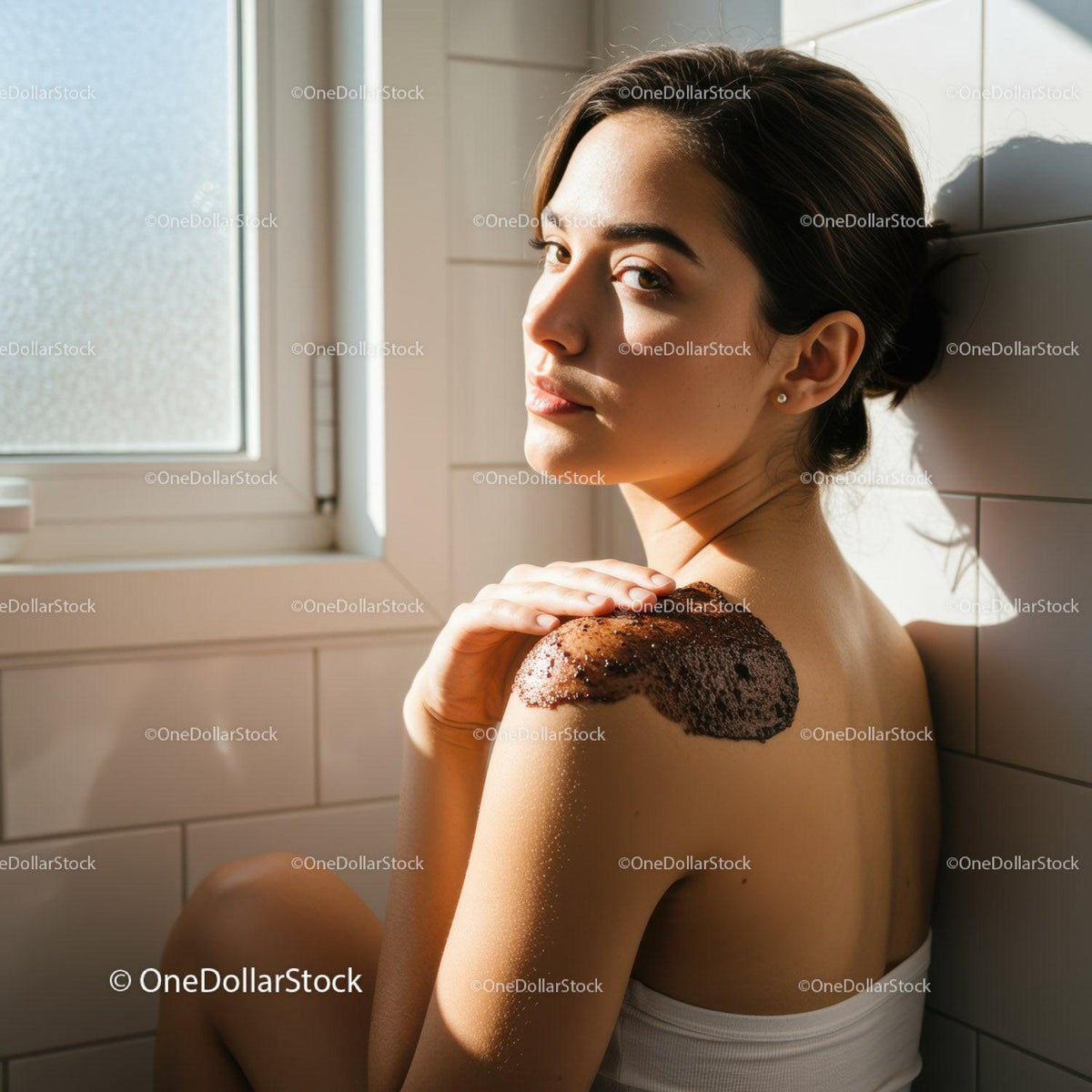 Young woman enjoying a relaxing coffee scrub treatment