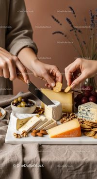 Gourmet Cheese Platter with Grapes and Nuts for Elegant Food Presentation