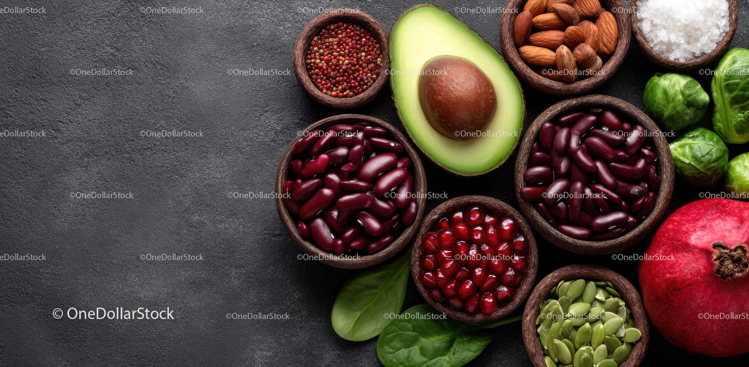 Fresh Organic Plant-Based Ingredients with Avocado and Beans
