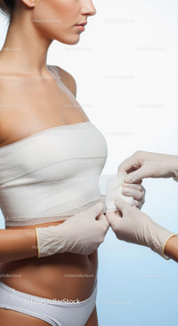 Woman Getting Medical Bandage Applied by Healthcare Professional
