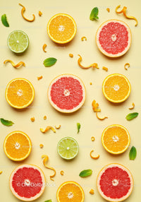 Refreshing citrus slices and mint leaves arrangement