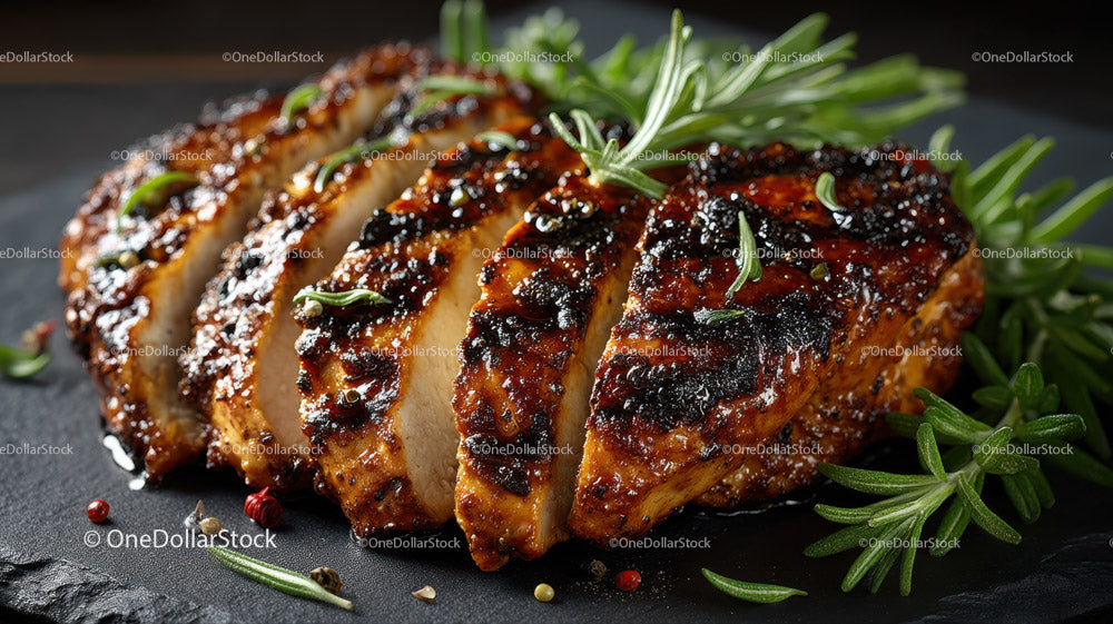 Herb-Garnished Grilled Chicken Breast with Fresh Greens