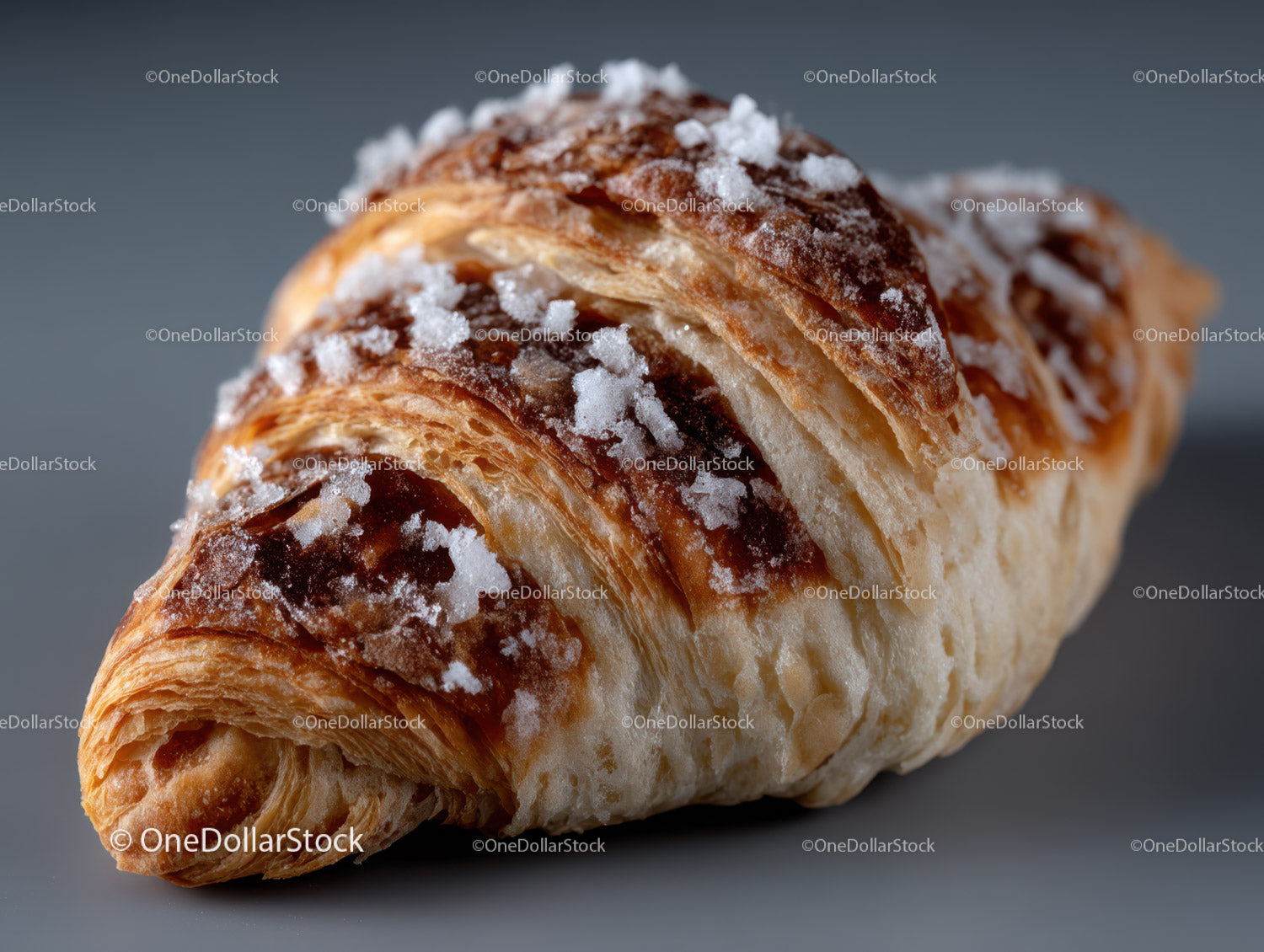 Golden Croissant with Sugar Topping and Flaky Layers
