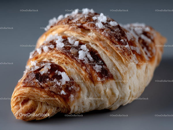 Złoty Croissant z Posypką Cukrową i Warstwami Kruchego Ciasta