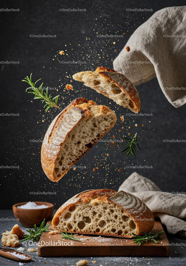 Świeżo wypieczony chleb na zakwasie z ziołami i okruchami