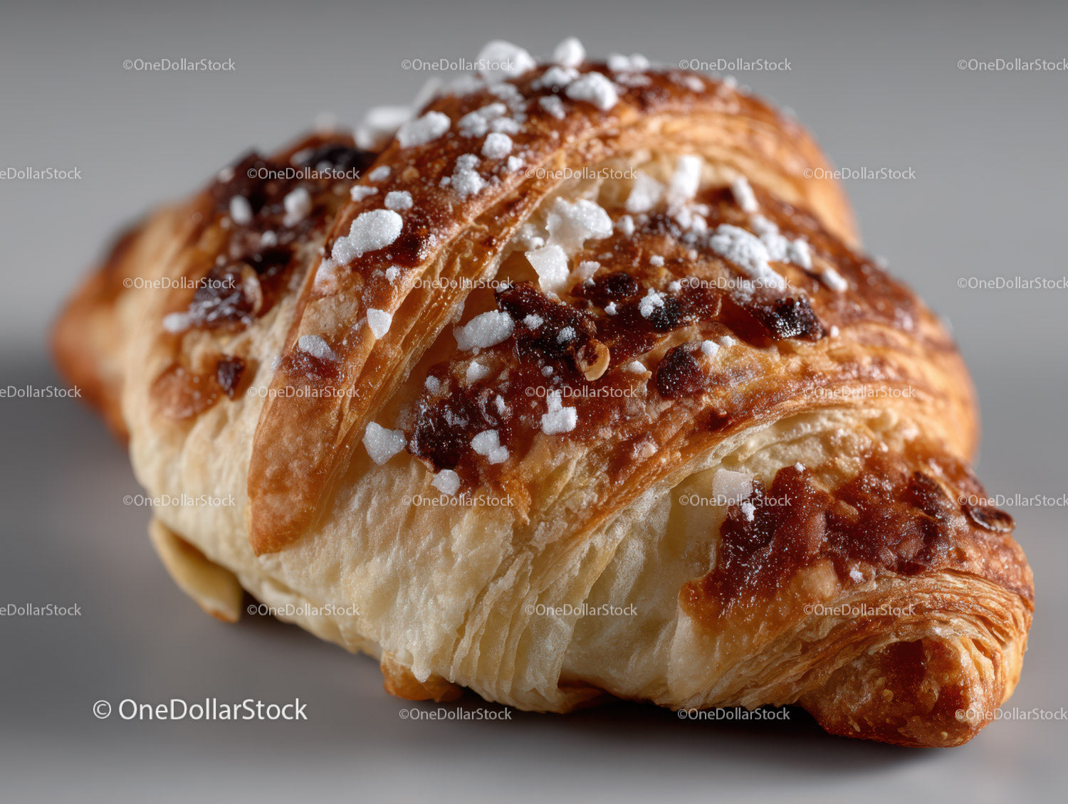 Delicious Croissant with Chocolate and Powdered Sugar