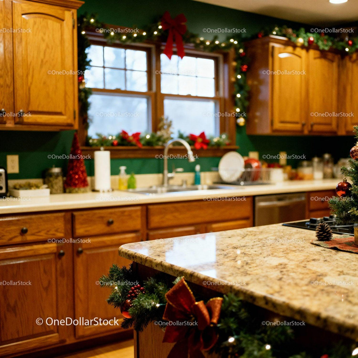 Cozy Kitchen Decorated for Festive Christmas Celebration