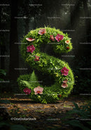 Floral Number Five Made of Lush Greenery and Orchids