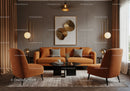 Cozy modern living room with warm earthy tones